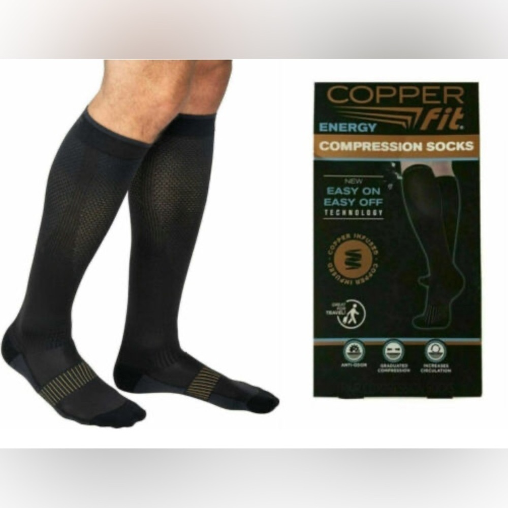 Copperfit energy compression socks black 1‎ pair size Large/XL